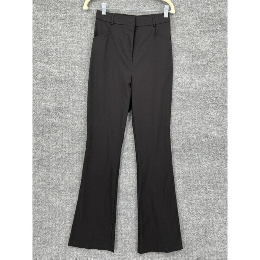 Topshop Pants Womens 6 Black Bengaline High Rise Flare Trousers Split Hem New